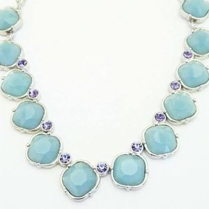 Lia Sophia Thea Necklace with Purple Crystals & Blue Resin Stones
